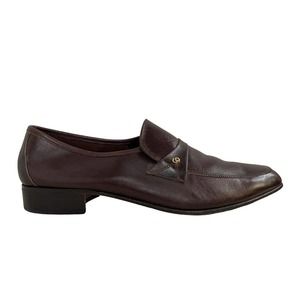 Vintage CHRISTIAN DIOR Monsieur Size 12 Dark Brown Leather Loafers MADE IN ITALY